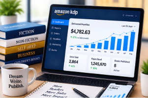 Amazon KDP sales dashboard showing rank data